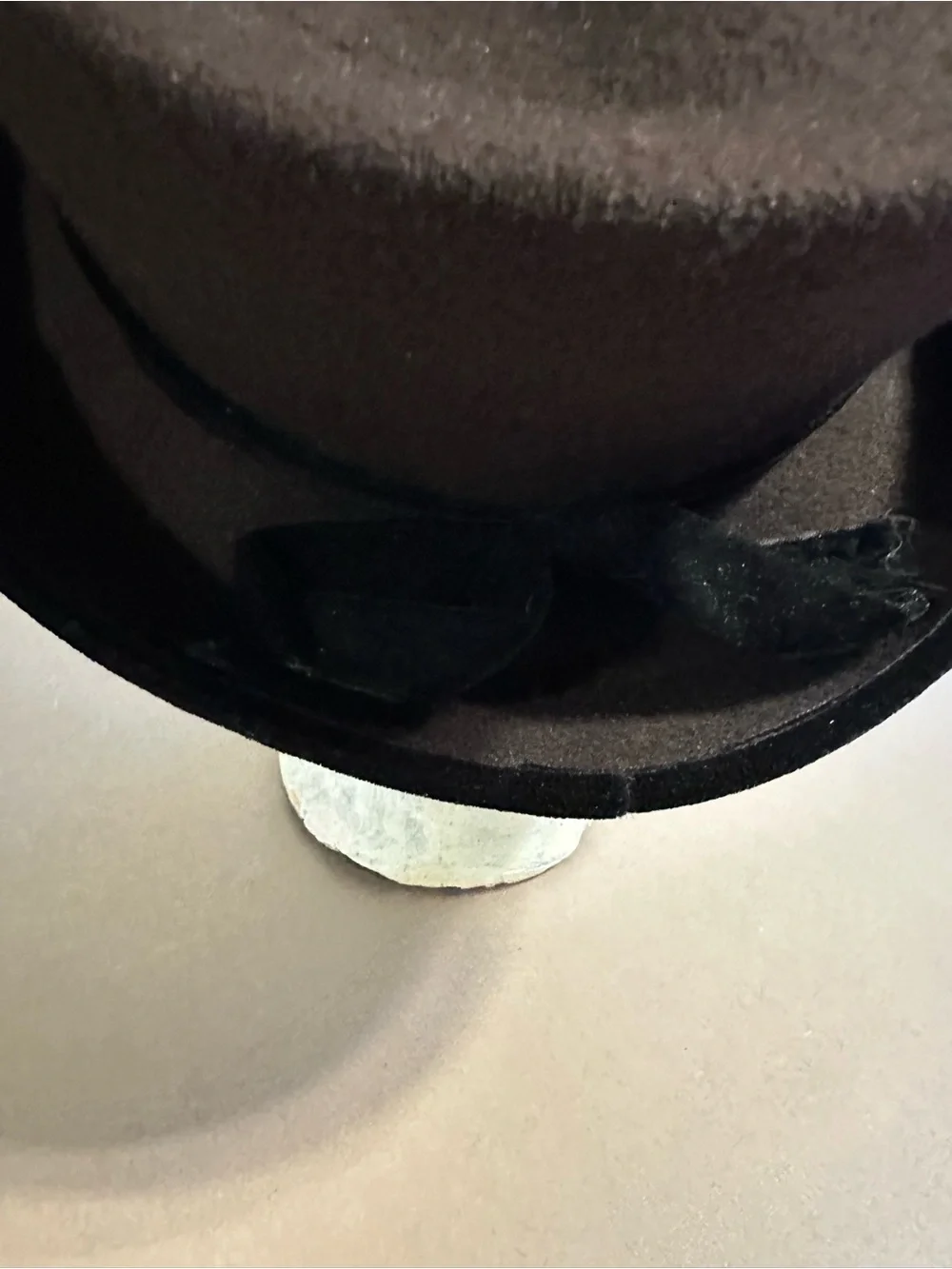 Eric Javits Brown Wool Hat with Black Ribbon Tag flat top - Picture 6 of 7